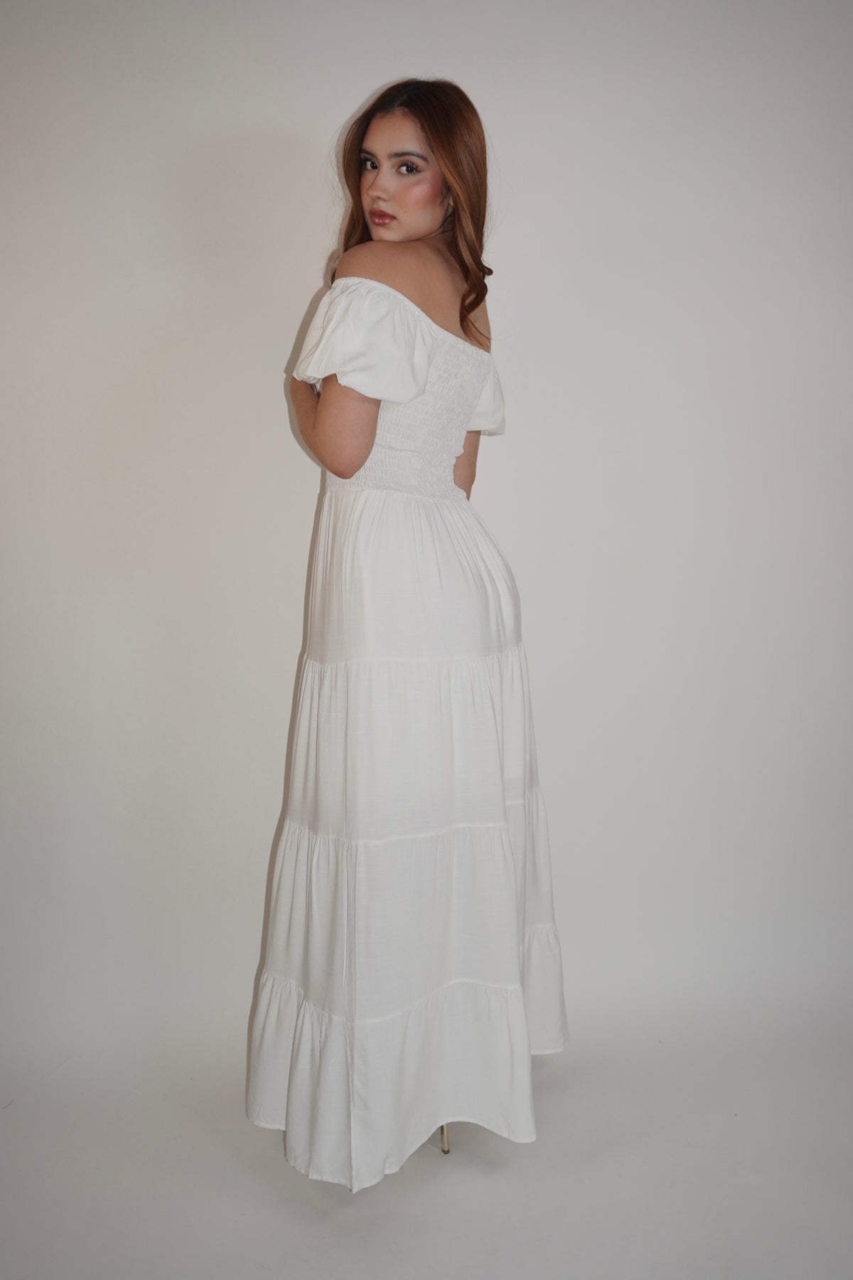 White Off Shoulder Maxi Dress