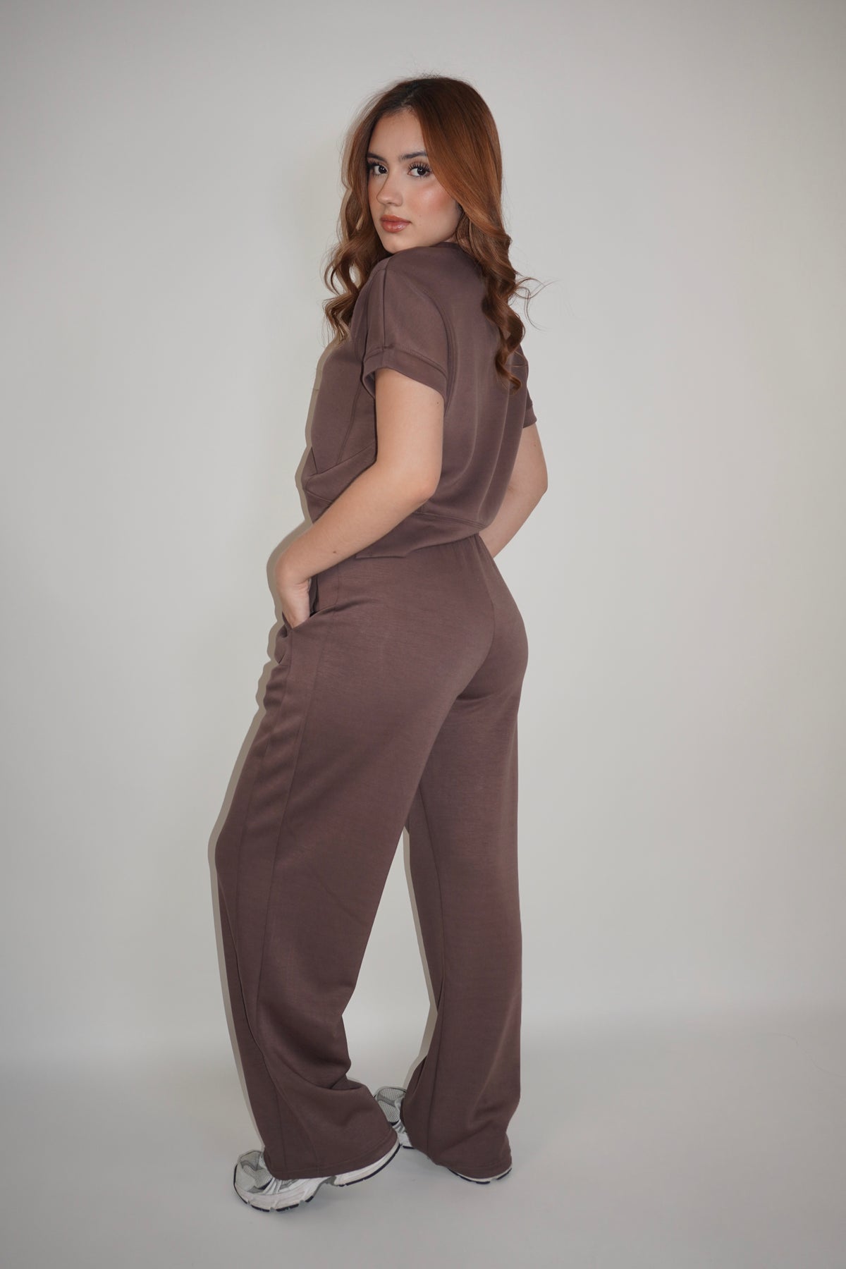 Brown Cotton Two Pieces Set