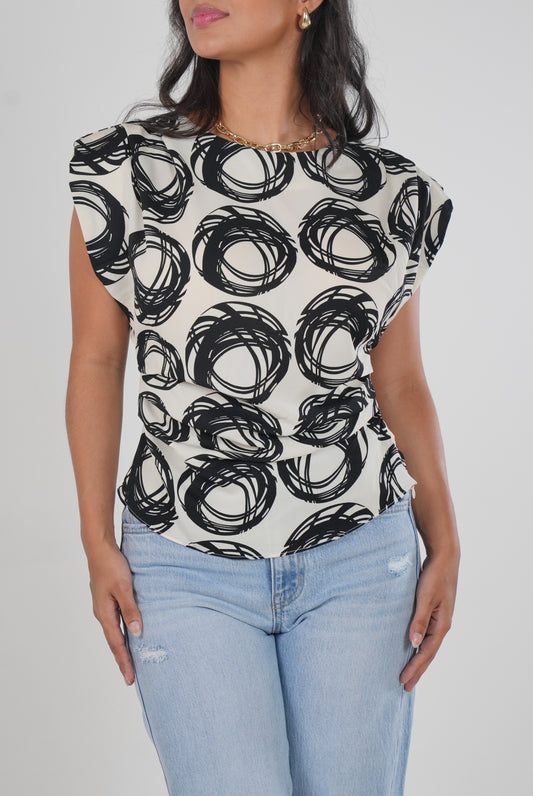 Silky Blouse With Shoulder Pads