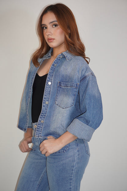 Denim Cropped Jacket Top