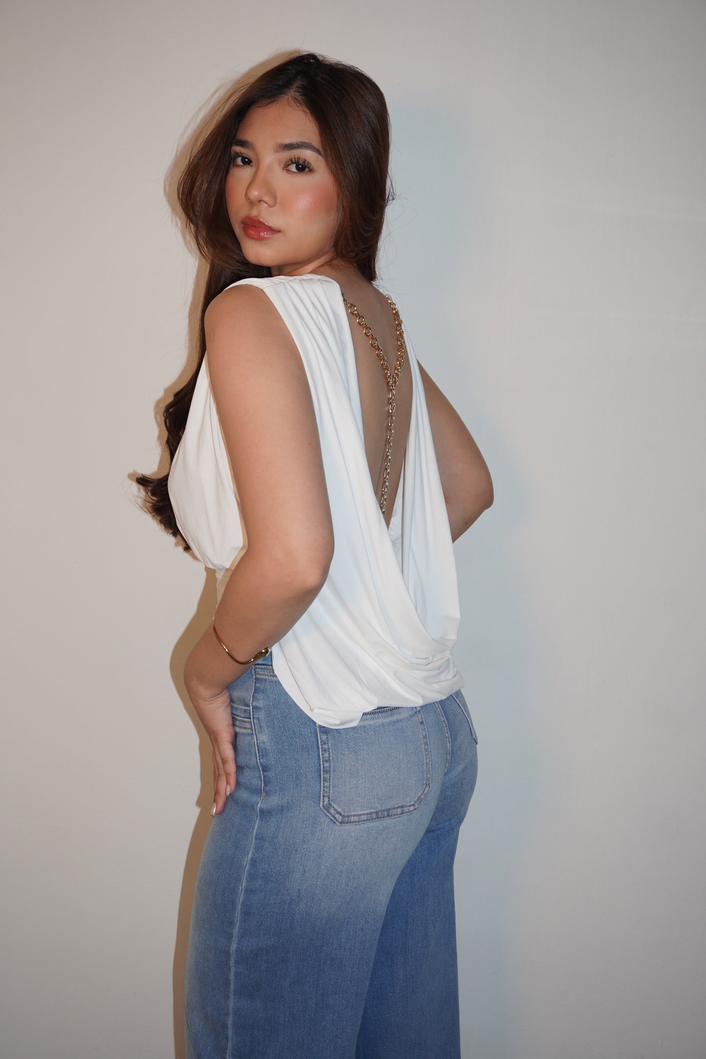 Lycra Draped Open Backl Blouse