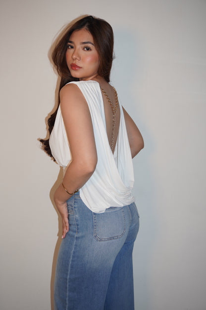 Lycra Draped Open Backl Blouse