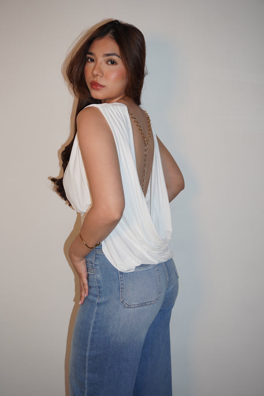 Lycra Draped Open Backl Blouse