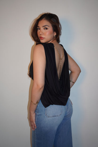 Lycra Draped Open Backl Blouse