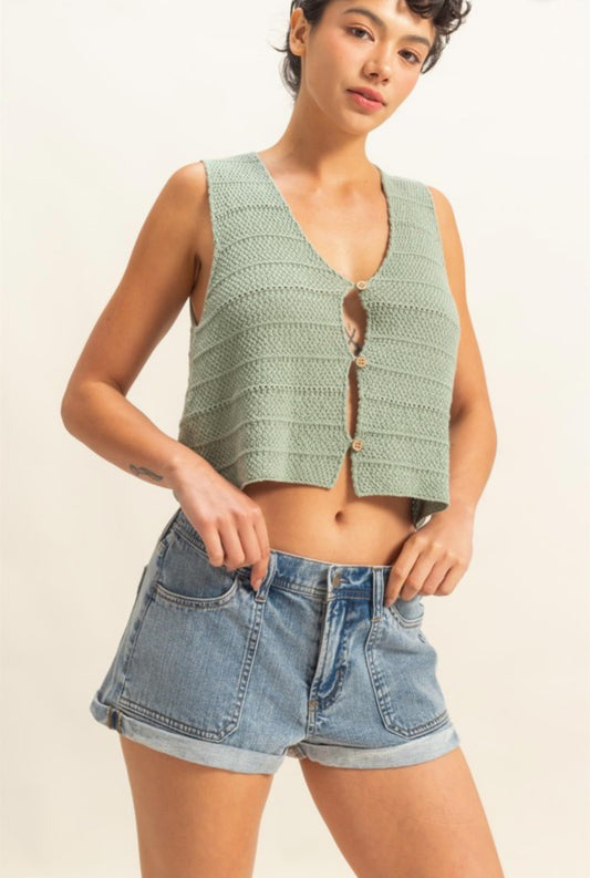 Green Knitted Vest Vow