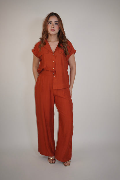 Terracotta Linen Two Pieces Set
