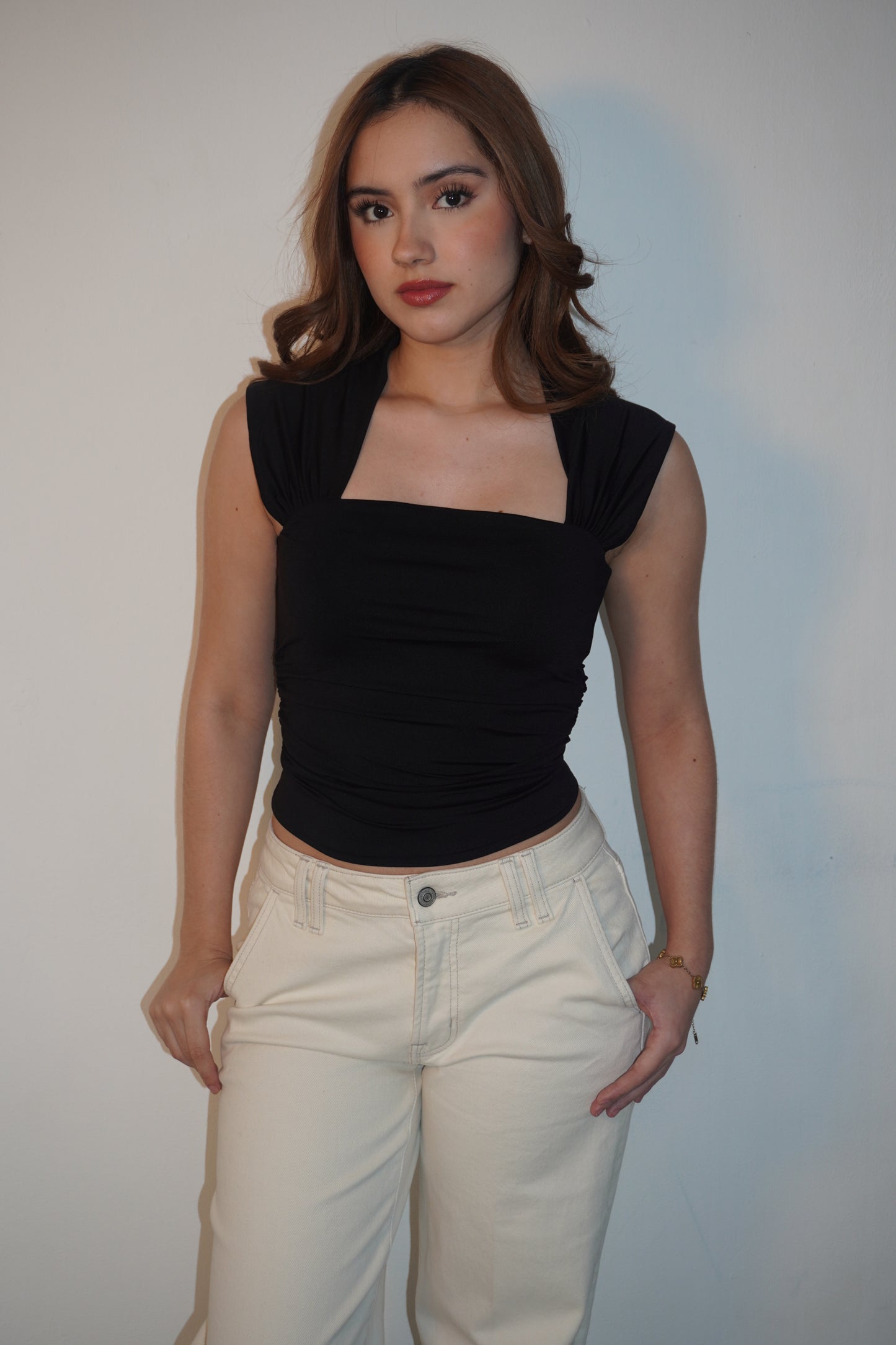 Black Halter Lycra Double Top