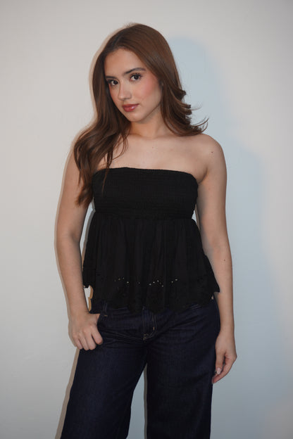 New In Peplum Linen Tube Blouse
