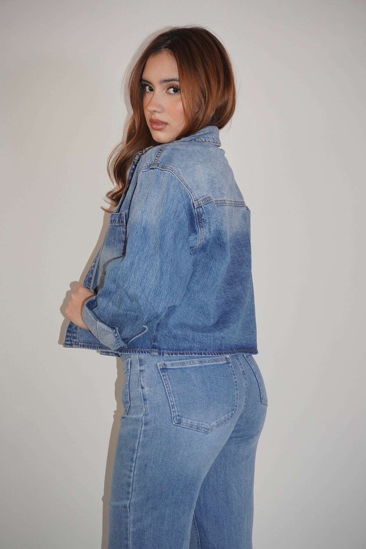 Denim Cropped Jacket Top