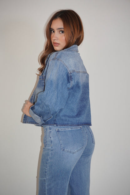 Denim Cropped Jacket Top