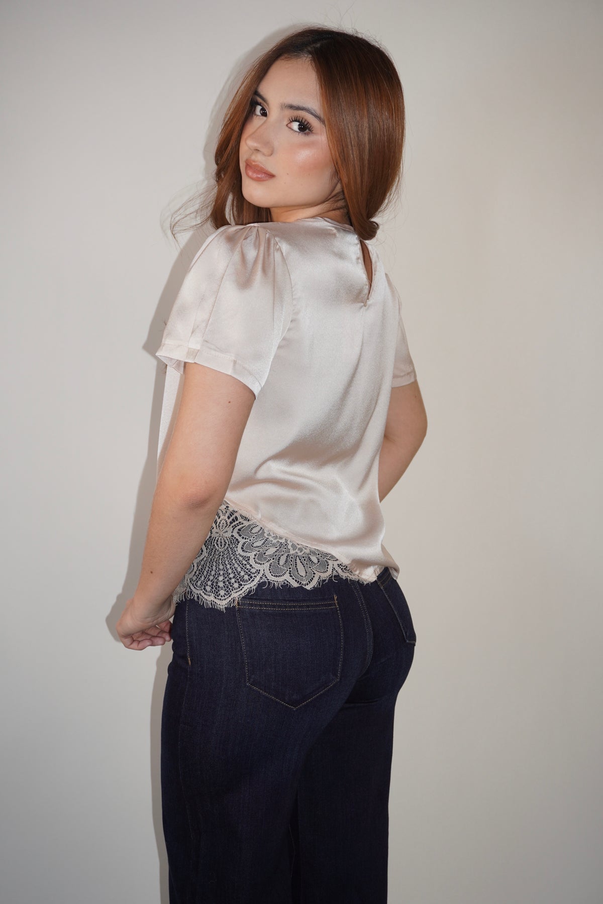 Silky Lace Asymmetric Blouse