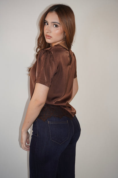 Silky Lace Asymmetric Blouse