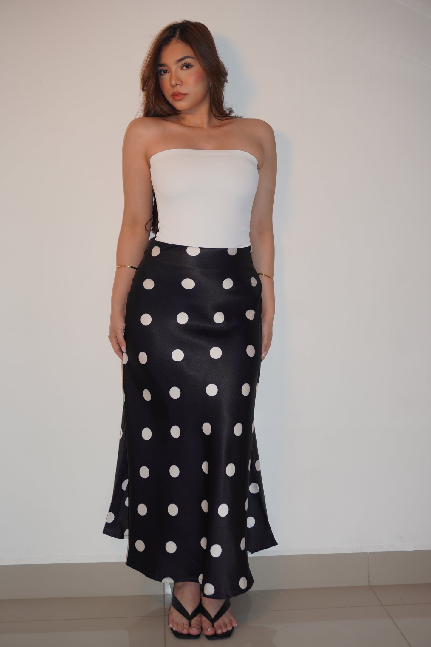 Polka Dot Black & White Silky Skirt