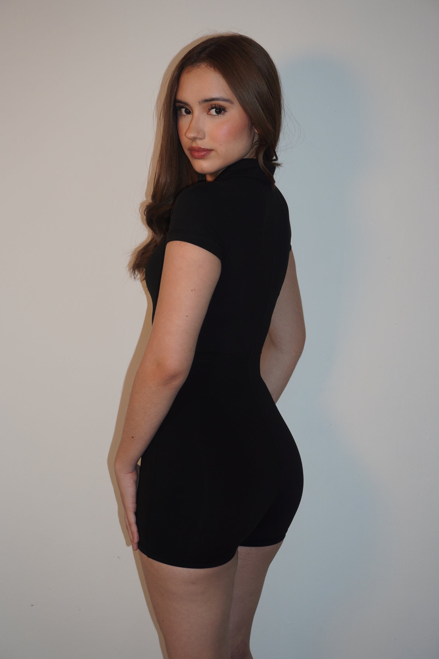 Black Zipper Lycra Cotton Onesie