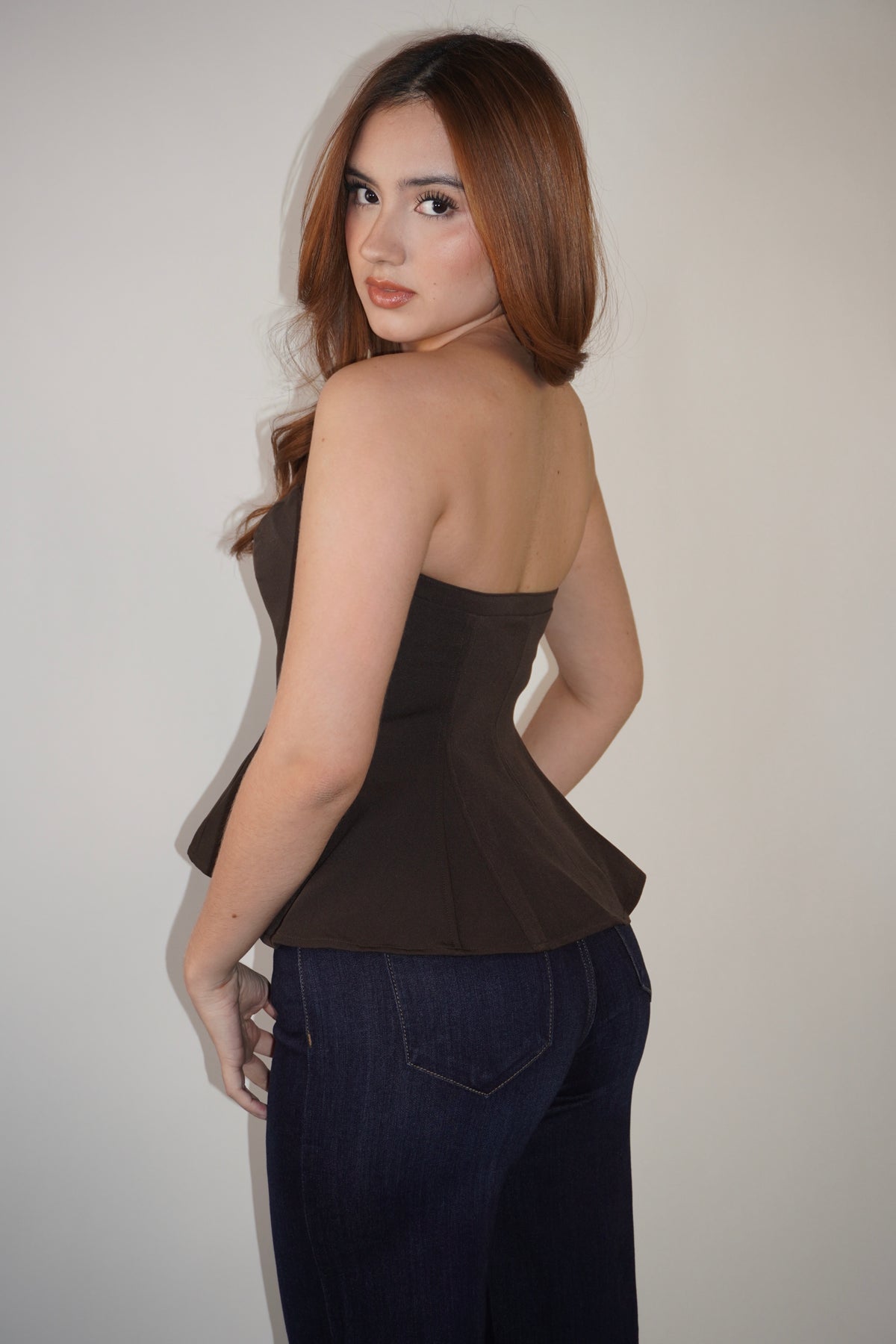 Strapless Waistline Peplum Top