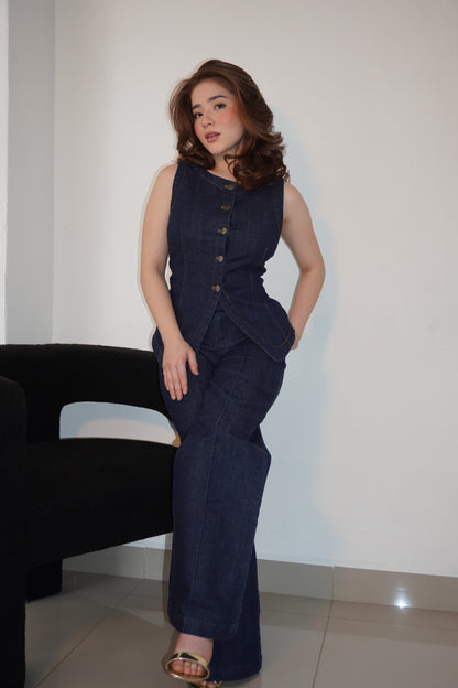 New Denim Two Pieces Vest Set