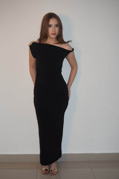 Asymmetrical Cotton Lycra Maxi Dress