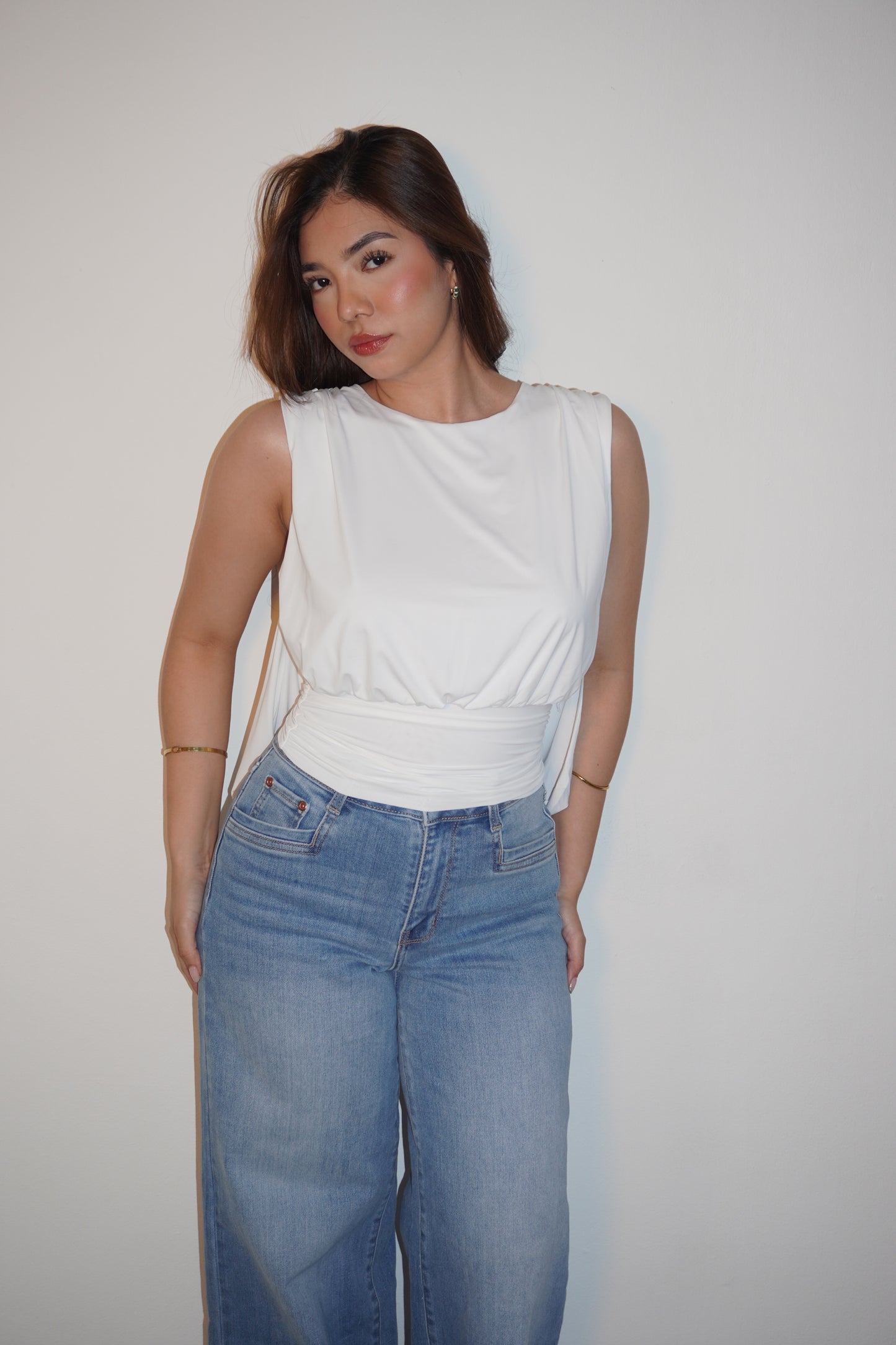 Lycra Draped Open Backl Blouse