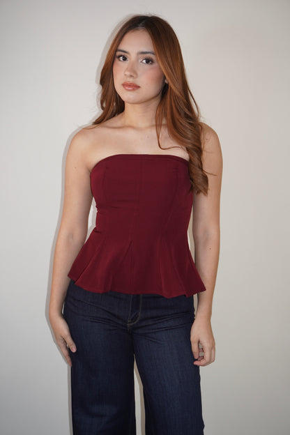 Strapless Waistline Peplum Top