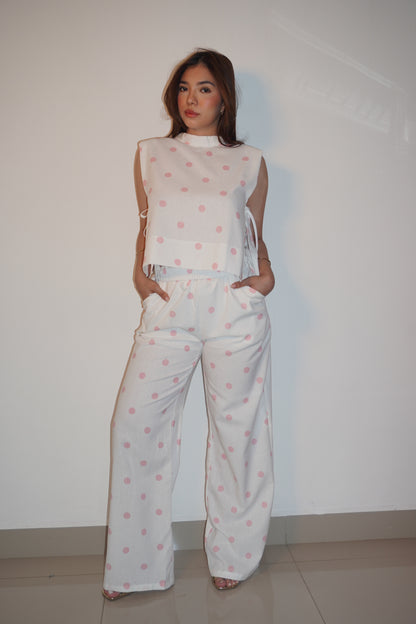 Polka Dot Linen Pink Set