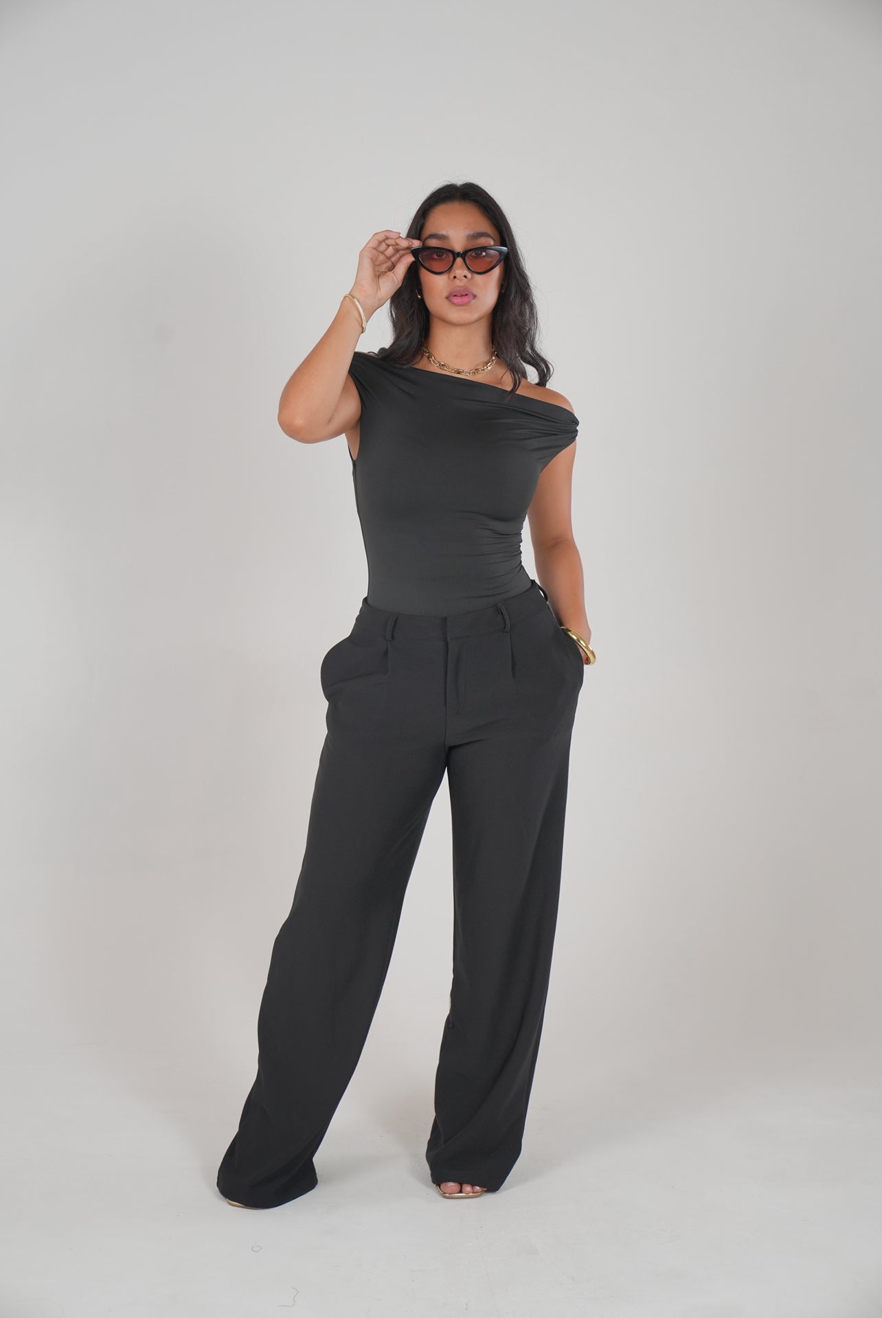 Black Classy Flare Cotton Pants