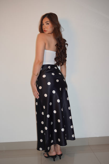 Polka Dot Black & White Silky Skirt