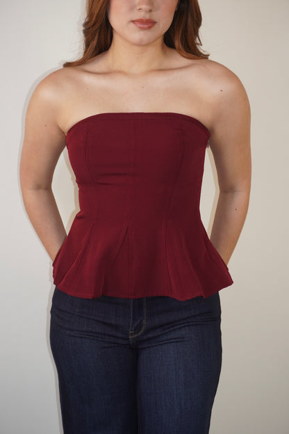 Strapless Waistline Peplum Top