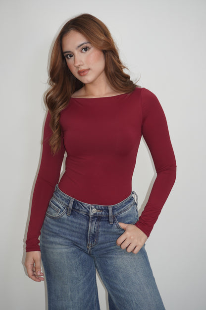 Boatneck Long Sleeve Bodysuit