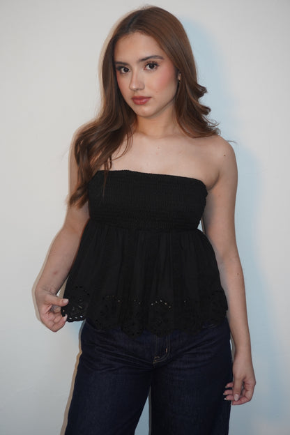 New In Peplum Linen Tube Blouse