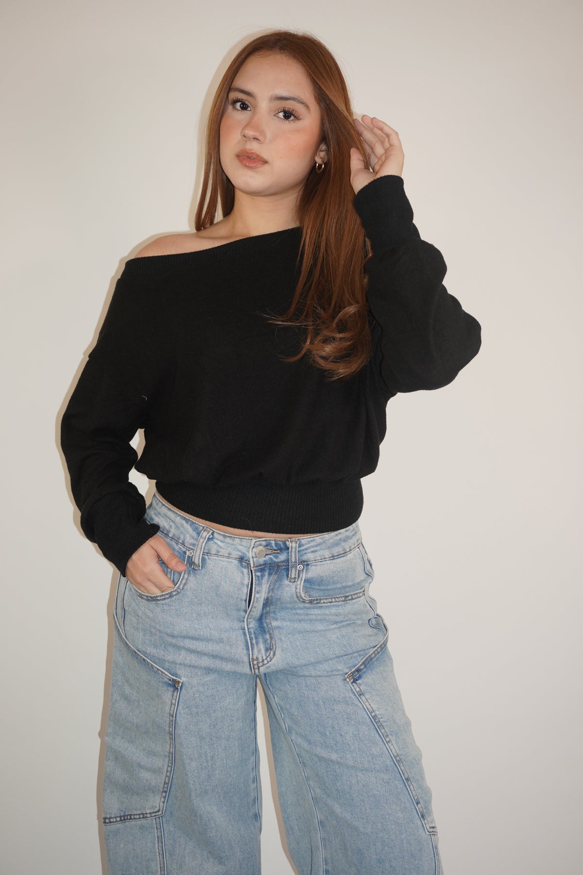 Off-The Shoulder Knit Sweater