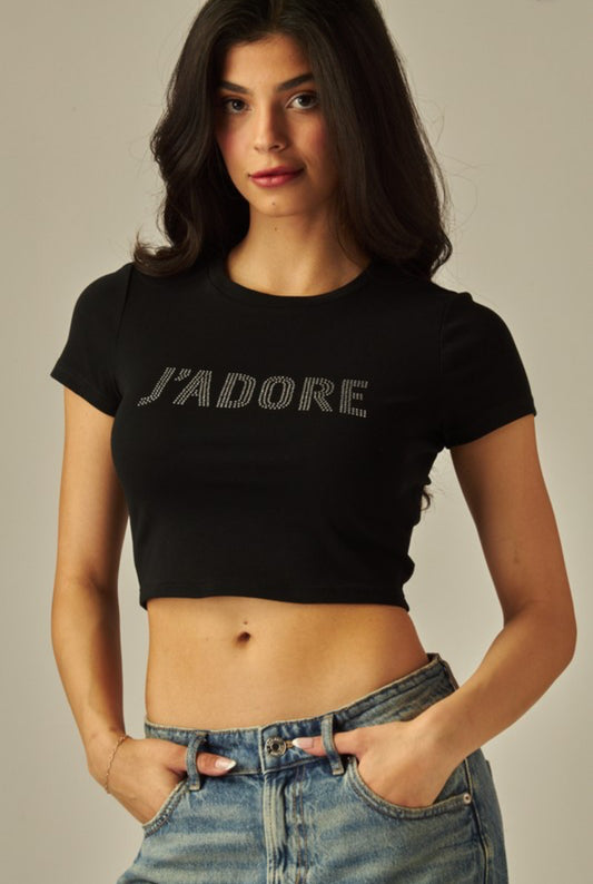 Cotton Blend J’adore Crop Top Tee