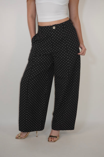 Polka Dot High-Waisted Casual Pants