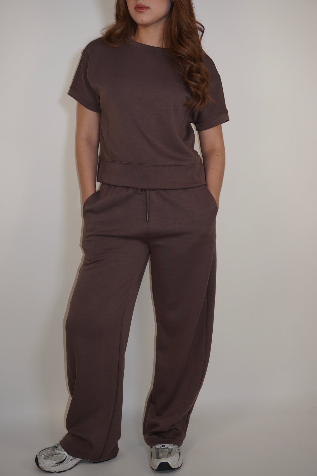 Brown Cotton Two Pieces Set