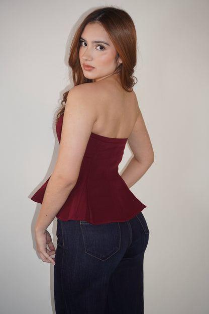 Strapless Waistline Peplum Top