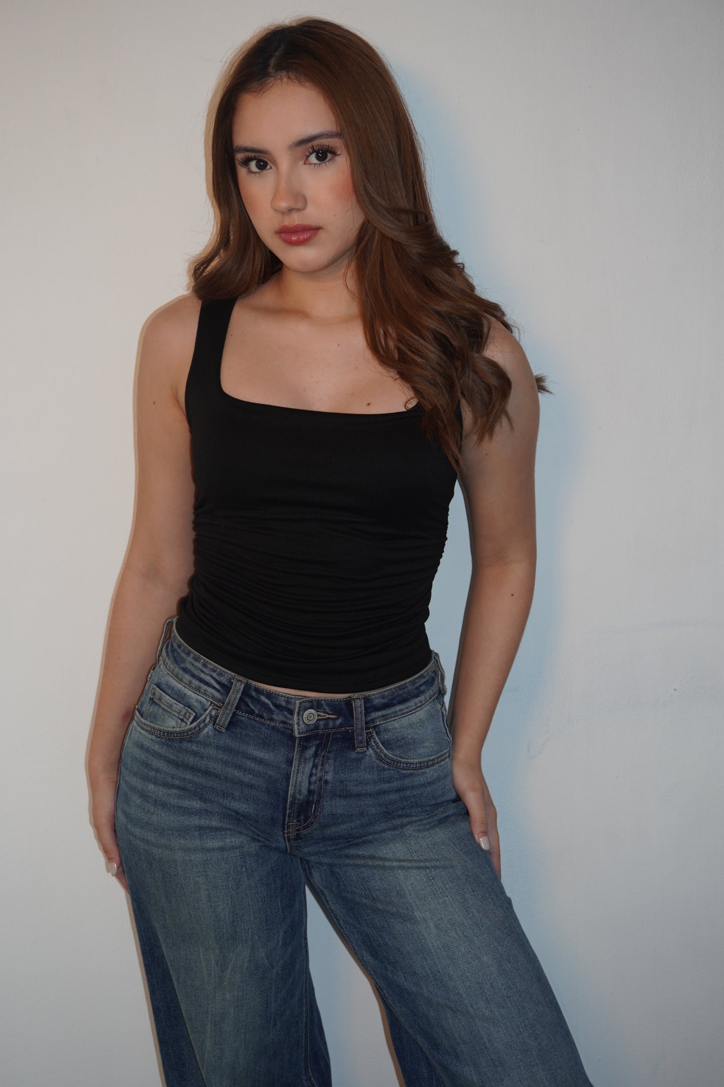 Strap Cotton Square Fitted Top
