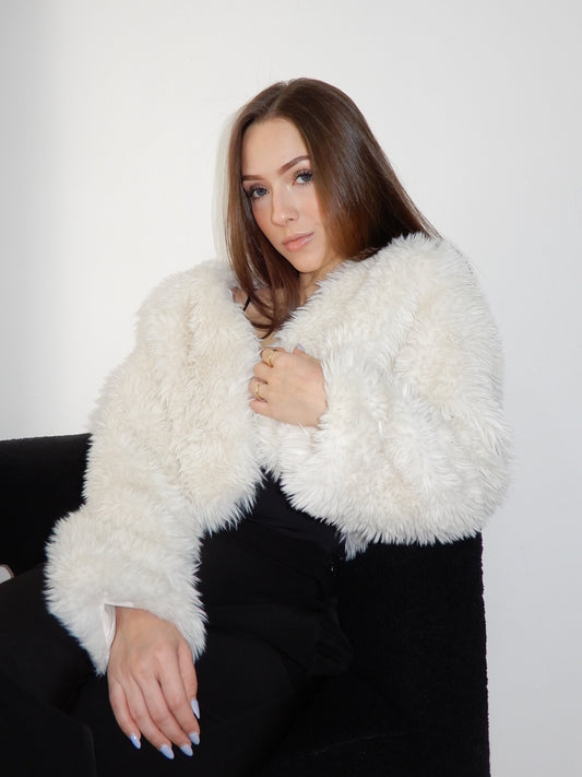Beige Faux Fur Jacket