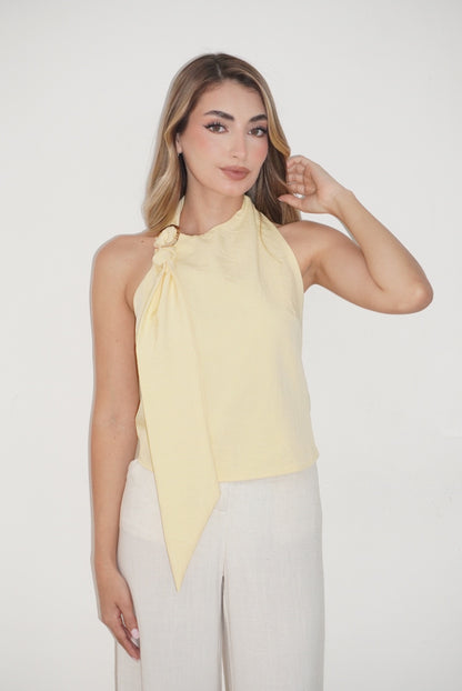 Linen Ring Detail Halter Top