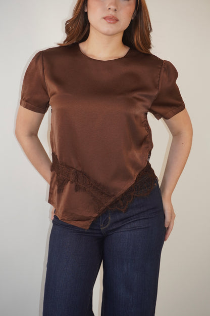Silky Lace Asymmetric Blouse