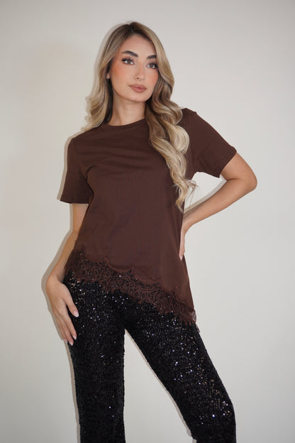 Cotton Short Sleeve Lace Top