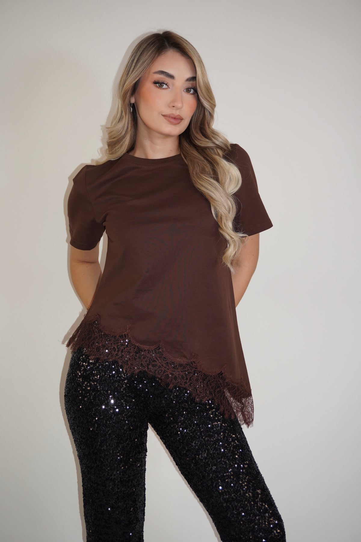 Cotton Short Sleeve Lace Top