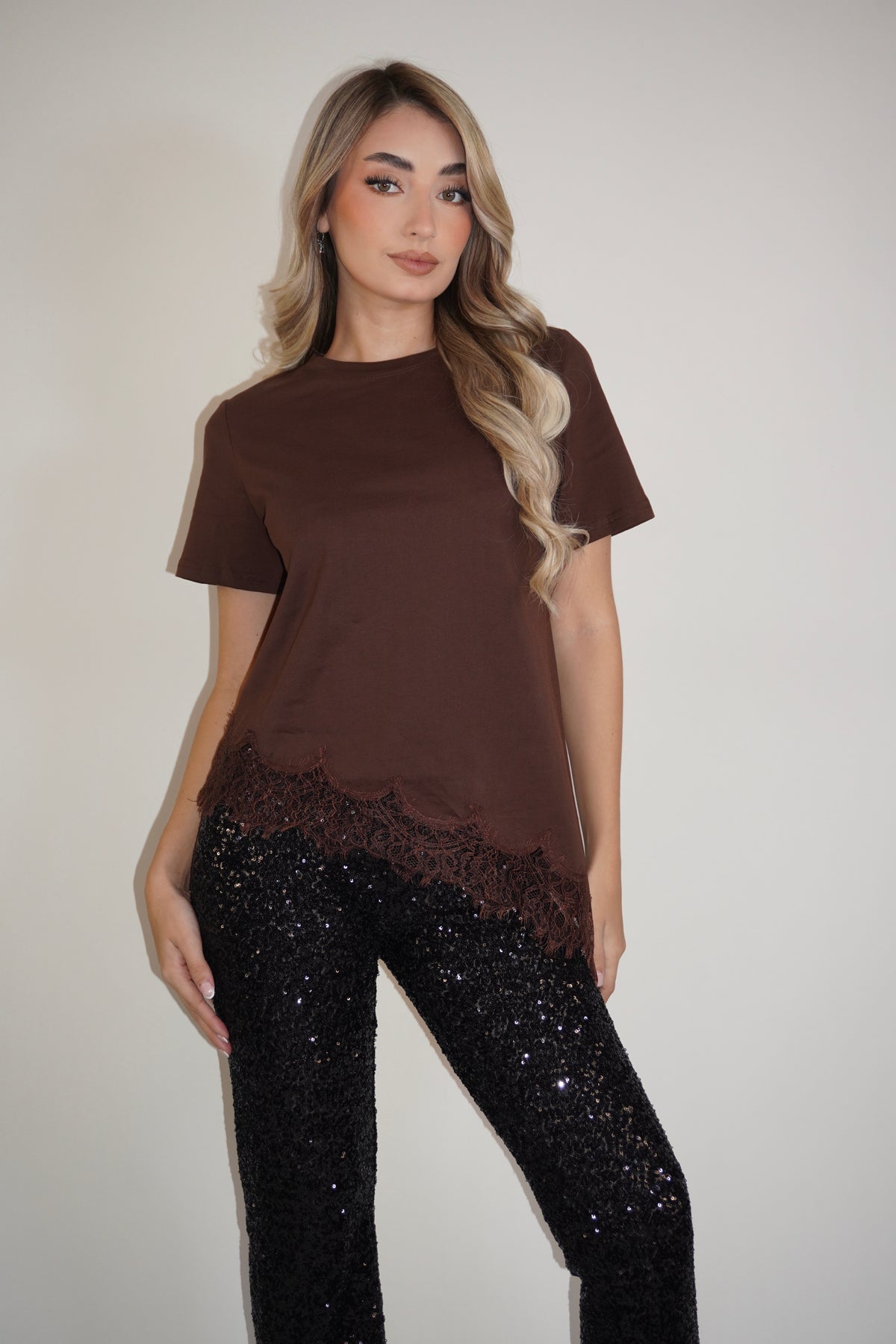 Cotton Short Sleeve Lace Top