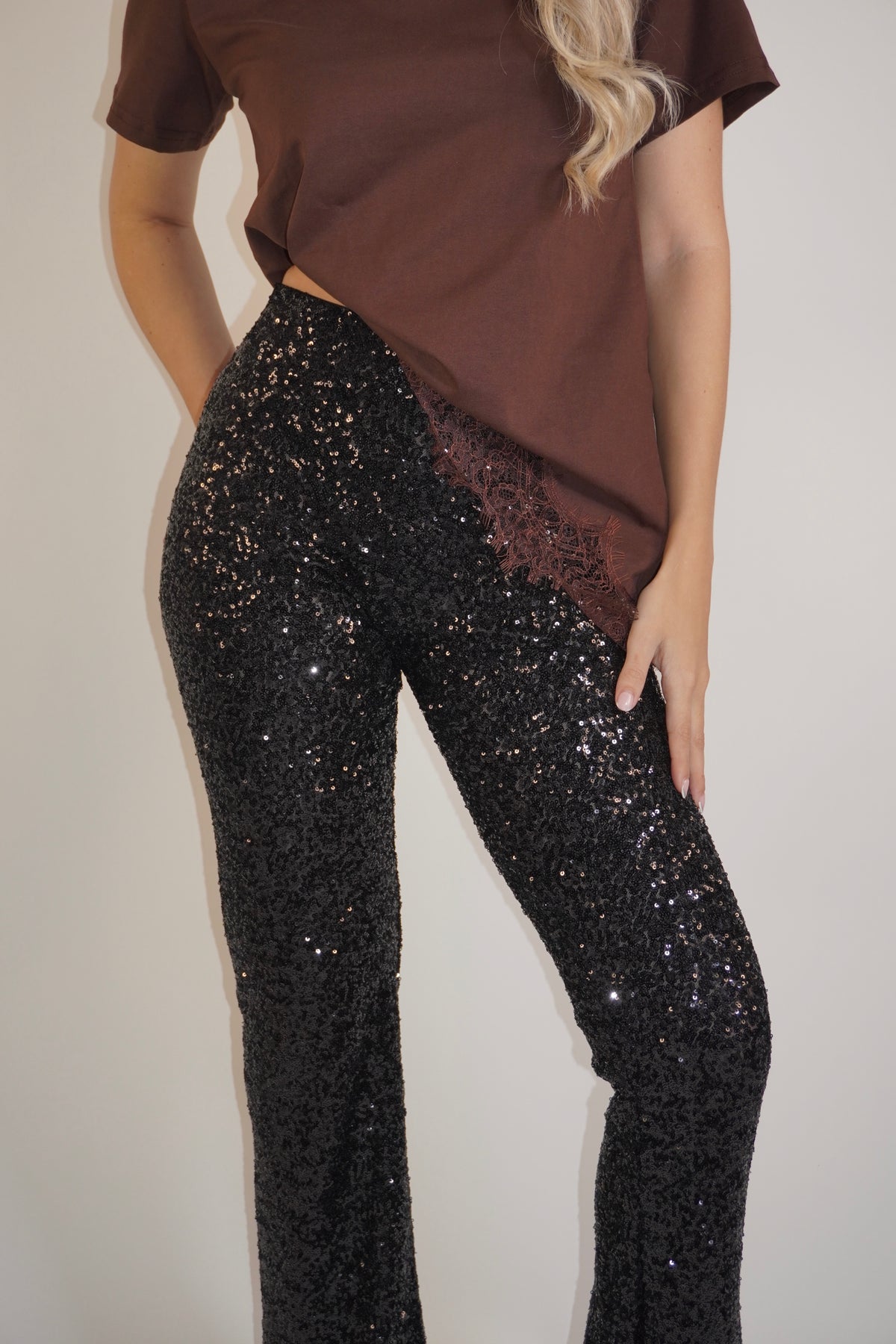 Sparkle High Waist Flared Pants