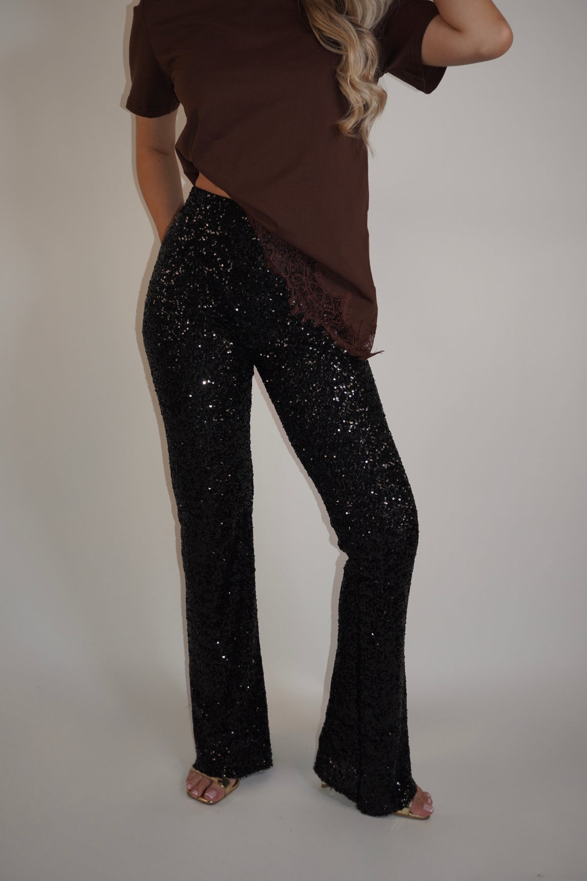 Sparkle High Waist Flared Pants
