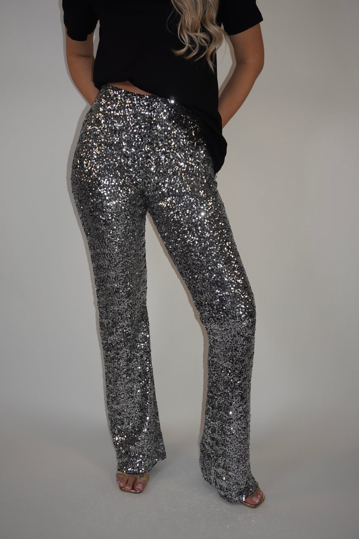 Sparkle High Waist Flared Pants