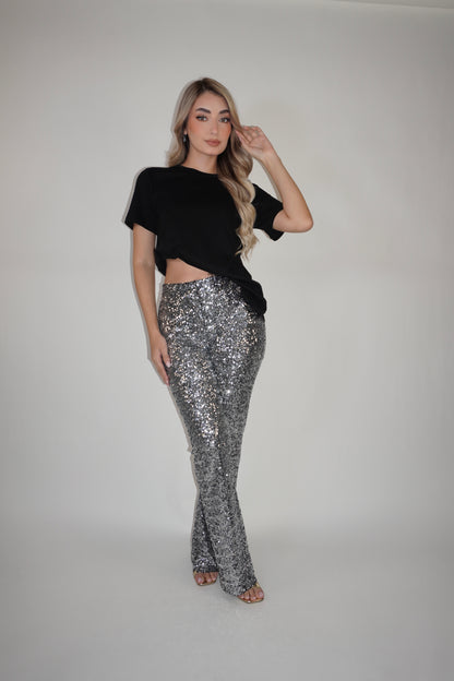 Sparkle High Waist Flared Pants