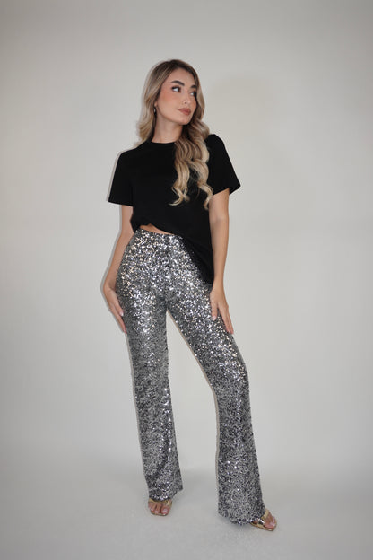 Sparkle High Waist Flared Pants