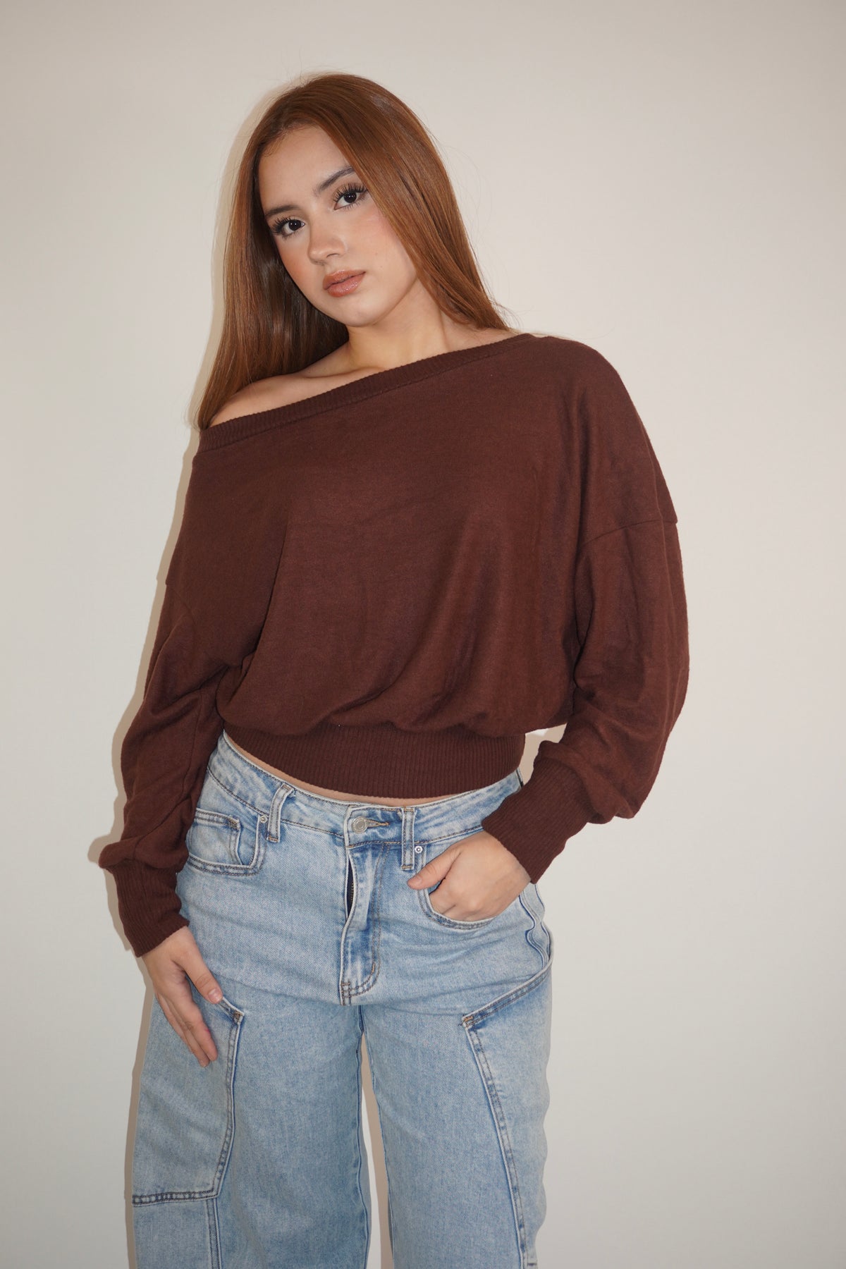 Off-The Shoulder Knit Sweater