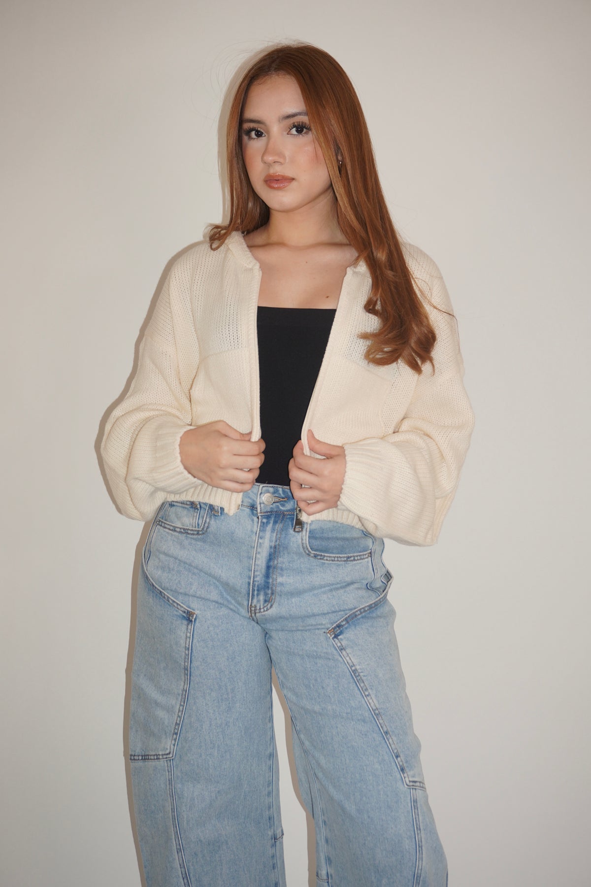 Ribbed Knit Hooded Cardigan
