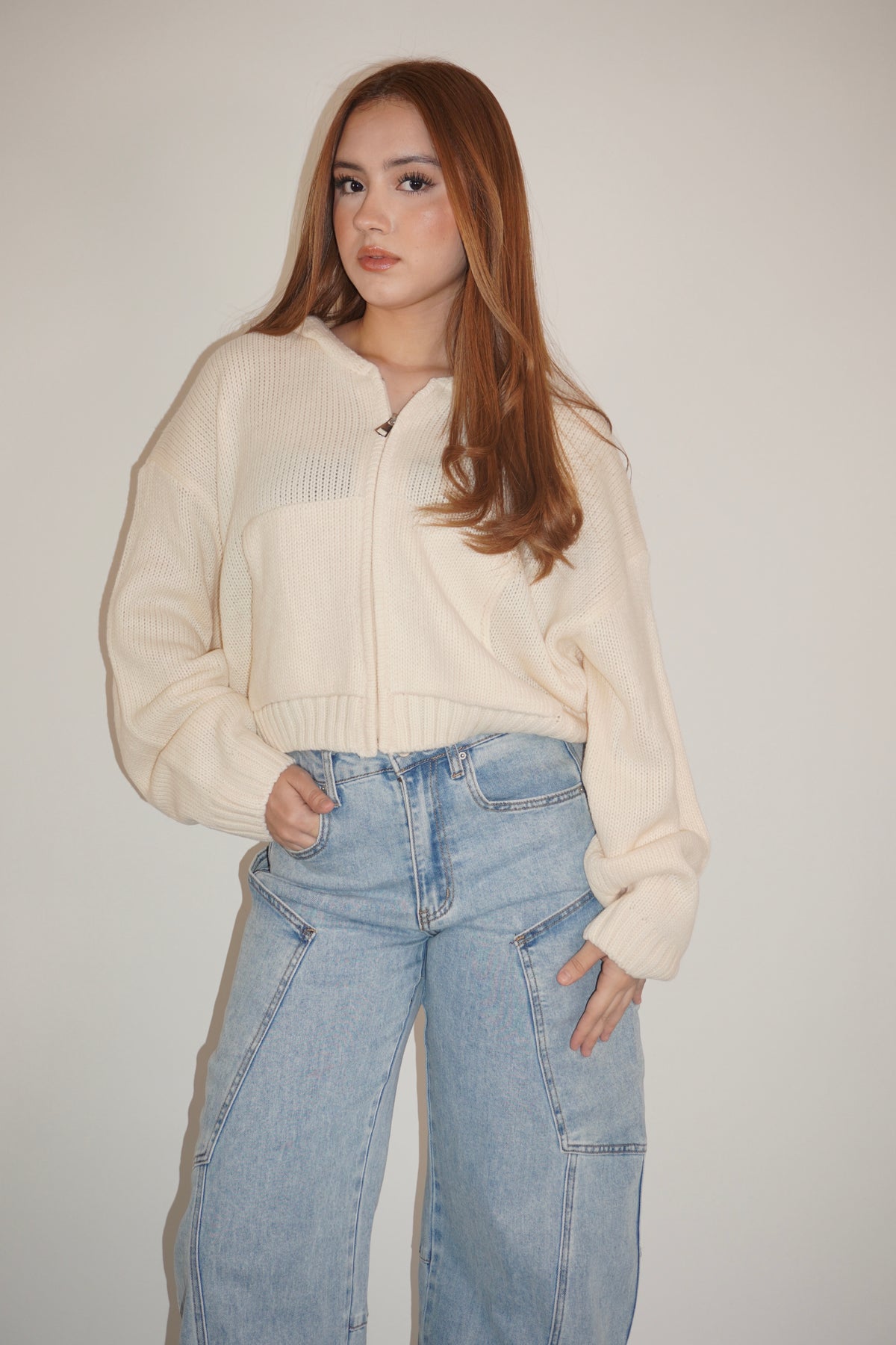Ribbed Knit Hooded Cardigan