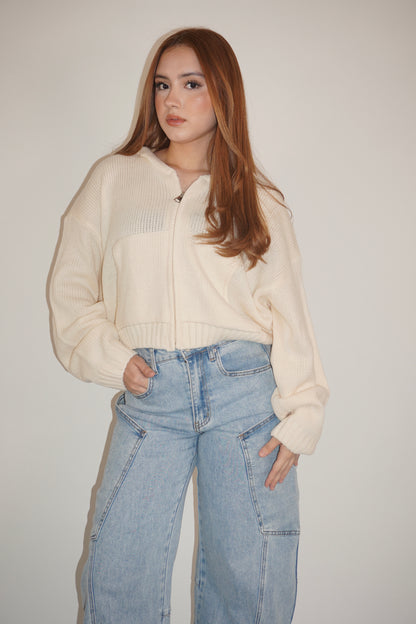 Ribbed Knit Hooded Cardigan